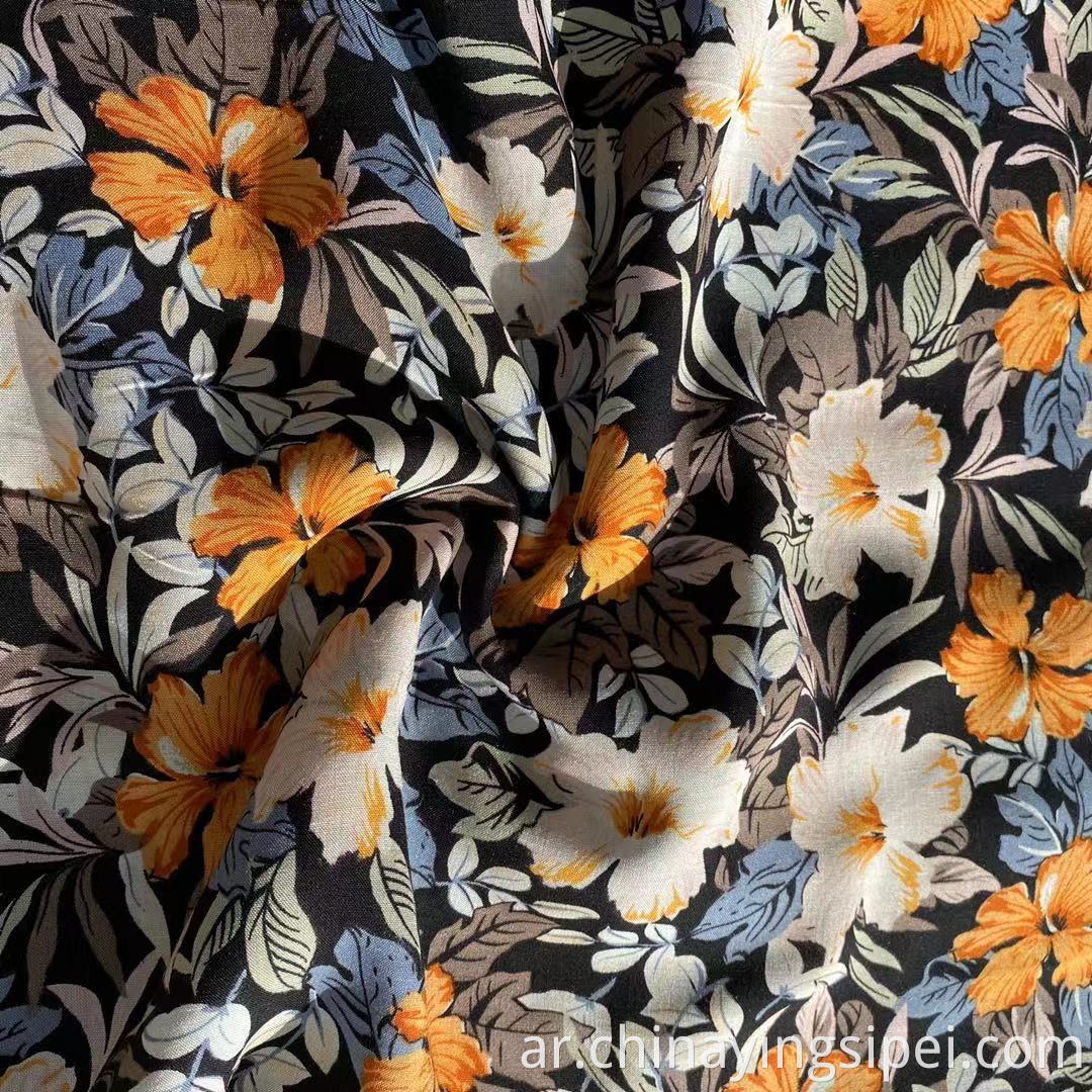 45S Soft Challis Rayon Fabric Flaim Fabric Rayon Floral Printed Tecido Viscose Material Viscose 100 ٪